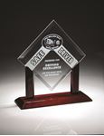 Picture of 3/16" Thick Starphire Glass Diamond on Rosewood Base