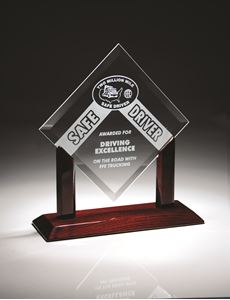 Picture of 3/16" Thick Starphire Glass Diamond on Rosewood Base