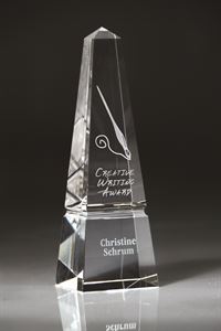 Picture of 10" Tall Large Optic Crystal Obelisk