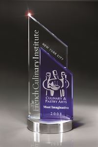 Picture of Blue and Optic Clear Beveled Glass Peak on Aluminum Base