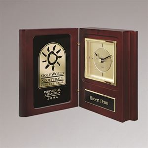 Picture of Piano Wood Book Clock with Laser Engraved Plate