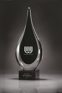 Picture of Tear Drop Glass on Black Glass Base