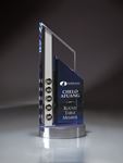 Picture of Blue and Optic Clear Glass Peak on Aluminum Base