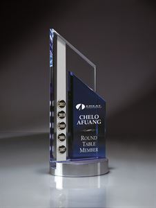 Picture of Blue and Optic Clear Glass Peak on Aluminum Base
