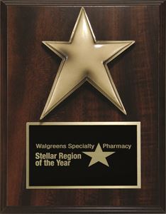 Picture of Walnut Laminated Wood Plaque with choice of Star or Eagle Cast