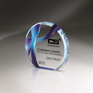 Picture of 4" x 3 1/2" Small 1" Thick Beveled Circle Award
