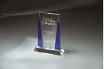 Picture of Blue and Clear Beveled Victory Glass on a Beveled Clear Base