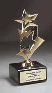 Picture of 7 3/4" Tall Cascade Metal Stars on Genuine Italian Marble Base