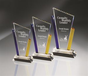 Picture of Medium Angular Crystal with Blue and Gold Columns