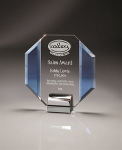 Picture of Blue and Optic Crystal Octagon on Chrome Base