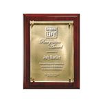 Picture of High-Gloss Mahogany Finish Board with Gold Swirl Plate