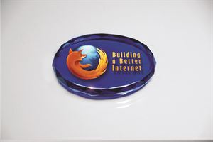 Picture of Blue Crystal Paperweight with Digi-Color