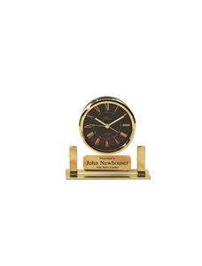 Picture of Black and Gold Dome Clock on Heavy Metal Base