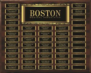 Picture of 48-Plate Scroll Border Walnut Finish Perpetual Plaque