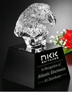 Picture of Crystal Eagle Head on Black Base 6"