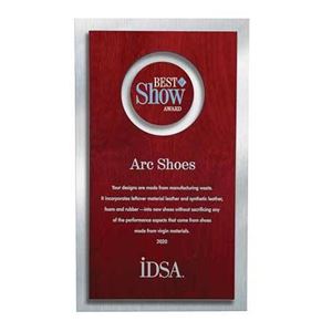 Picture of CD947BM Circle Cutout Wood And Silver Backer Digi-Color Plaque Available in 2 sizes. 6 3/4" x 11 1/2" x 1/2"