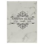Picture of GFT2248 - 7" x 9 3/4" White Marble Laserable Leatherette Journal-Lined Paper