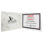 Picture of  CH112 - 9" x 12" White Marble Laserable Leatherette Certificate Holder for 8 1/2" x 11"