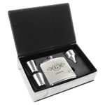 Picture of FSK317 - 6 oz. White Marble Laserable Leatherette Flask Gift Set